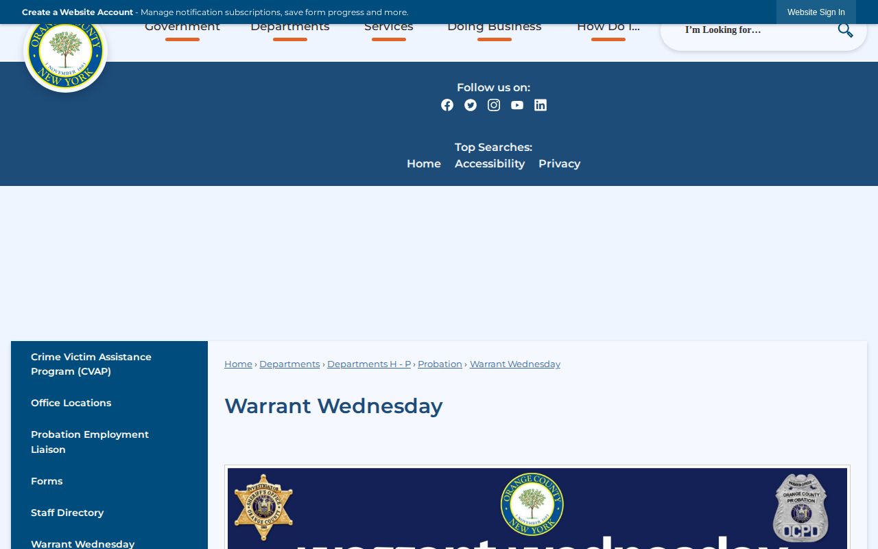 Orange County official Warrant Wednesday warrant notice source